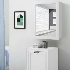 Mirrored Bathroom Cabinet, Wall Mount Storage Organizer, Medicine Cabinet with Single Doors