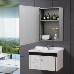 Mirrored Bathroom Cabinet, Wall Mount Storage Organizer, Medicine Cabinet with Single Doors