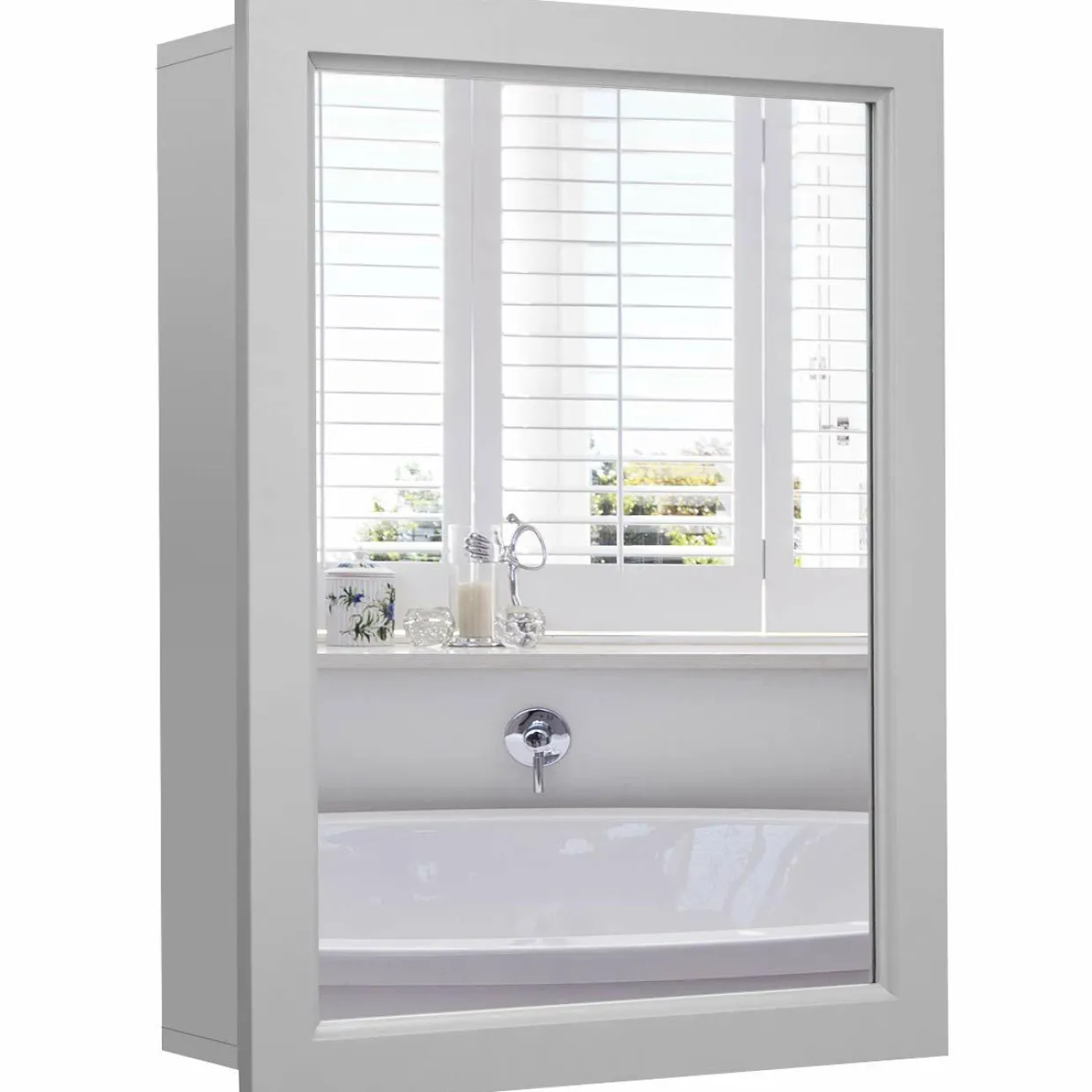 Mirrored Bathroom Cabinet, Wall Mount Storage Organizer, Medicine Cabinet with Single Doors