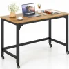 Mobile Computer Desk, Simple Style Rolling Home Office Desk Study Table Writing Desk