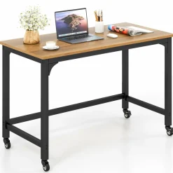 Mobile Computer Desk, Simple Style Rolling Home Office Desk Study Table Writing Desk