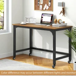 Mobile Computer Desk, Simple Style Rolling Home Office Desk Study Table Writing Desk