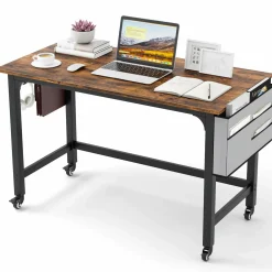 Mobile Computer Desk, Simple Style Rolling Home Office Desk Study Table Writing Desk