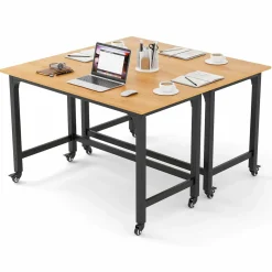 Mobile Computer Desk, Simple Style Rolling Home Office Desk Study Table Writing Desk