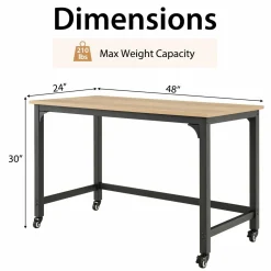 Mobile Computer Desk, Simple Style Rolling Home Office Desk Study Table Writing Desk