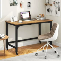 Mobile Computer Desk, Simple Style Rolling Home Office Desk Study Table Writing Desk