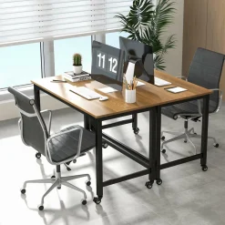 Mobile Computer Desk, Simple Style Rolling Home Office Desk Study Table Writing Desk
