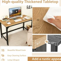 Mobile Computer Desk, Simple Style Rolling Home Office Desk Study Table Writing Desk