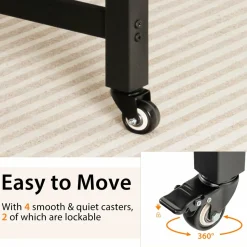 Mobile Computer Desk, Simple Style Rolling Home Office Desk Study Table Writing Desk