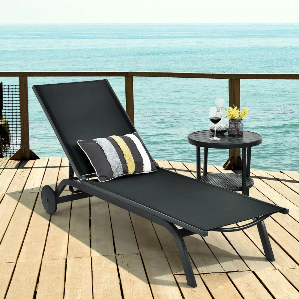 Outdoor Aluminum Chaise Lounge, Patio Lounge Recliner Chair
