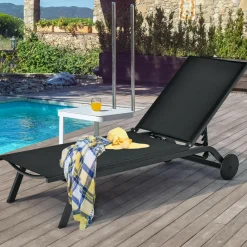 Outdoor Aluminum Chaise Lounge, Patio Lounge Recliner Chair