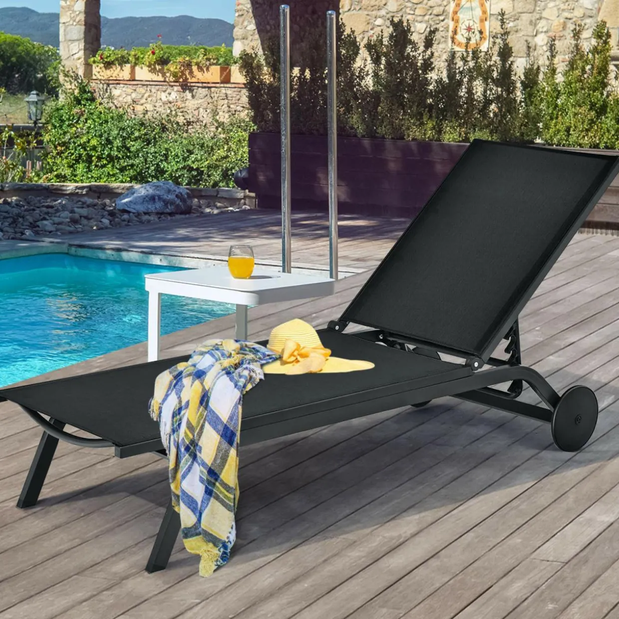 Outdoor Aluminum Chaise Lounge, Patio Lounge Recliner Chair