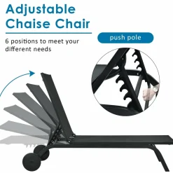 Outdoor Aluminum Chaise Lounge, Patio Lounge Recliner Chair
