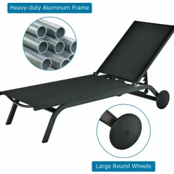 Outdoor Aluminum Chaise Lounge, Patio Lounge Recliner Chair