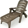 Outdoor Chaise Lounge Chair, Adjustable 5-Posistion Recliner Chair with Built-in Wheels