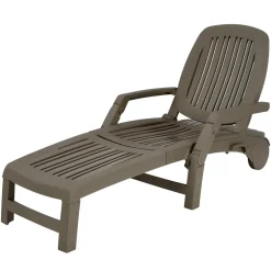 Outdoor Chaise Lounge Chair, 5-Position Adjustable Recliner with Storage Box and Flexible Wheels