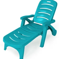 Outdoor Chaise Lounge Chair, Adjustable 5-Posistion Recliner Chair with Built-in Wheels
