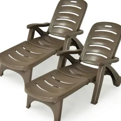 Outdoor Chaise Lounge Chair, Adjustable 5-Posistion Recliner Chair with Built-in Wheels