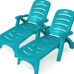 Outdoor Chaise Lounge Chair, Adjustable 5-Posistion Recliner Chair with Built-in Wheels