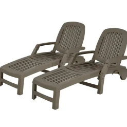 Outdoor Chaise Lounge Chair, 5-Position Adjustable Recliner with Storage Box and Flexible Wheels