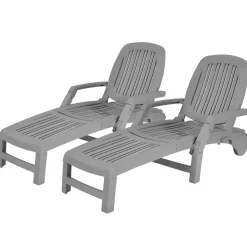 Outdoor Chaise Lounge Chair, 5-Position Adjustable Recliner with Storage Box and Flexible Wheels