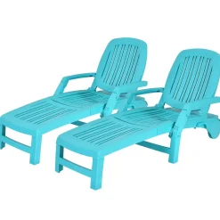 Outdoor Chaise Lounge Chair, 5-Position Adjustable Recliner with Storage Box and Flexible Wheels