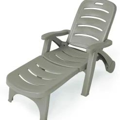 Outdoor Chaise Lounge Chair, Adjustable 5-Posistion Recliner Chair with Built-in Wheels