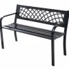 Outdoor Garden Bench Park Bench with Steel Frame & PVC Backrest, Park Bench with Large Seat for 2-3 People