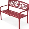 Outdoor Garden Bench Park Bench, Patio Red Bird Bench Loveseat W/Backrest & Armrests