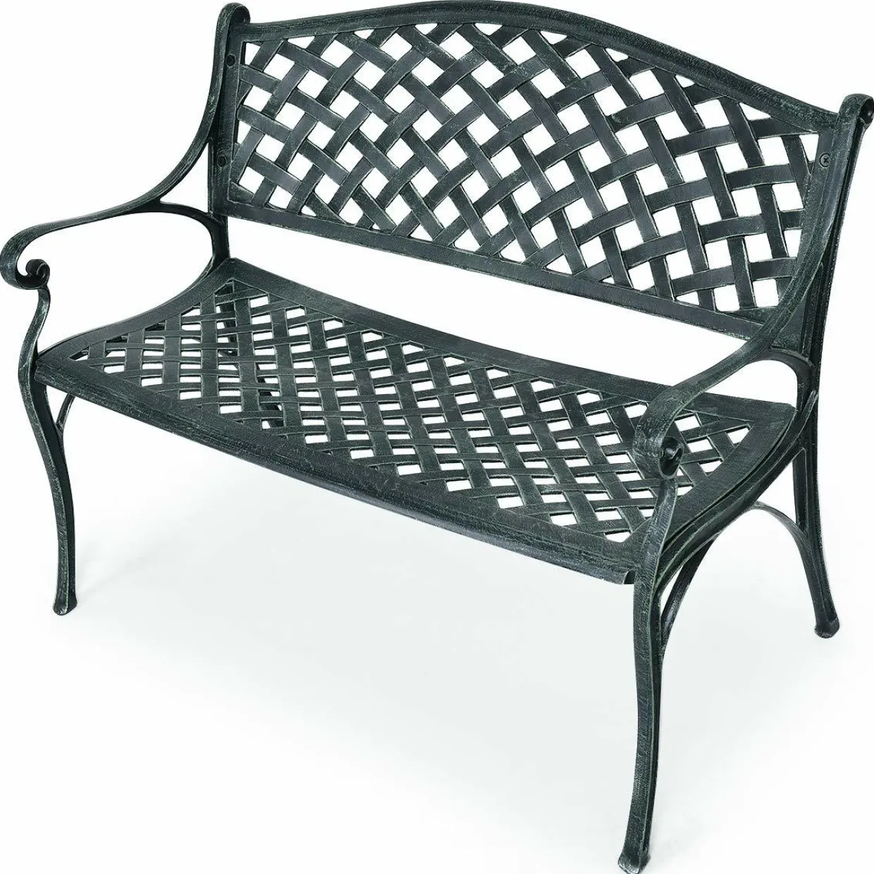 Outdoor Garden Bench Park Bench, All-Weather Cast Aluminum Patio Bench Chair Porch Loveseat