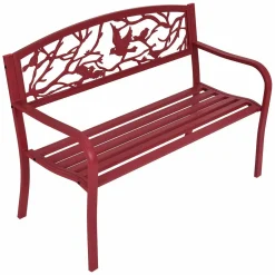 Outdoor Garden Bench Park Bench, Patio Red Bird Bench Loveseat W/Backrest & Armrests