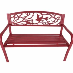 Outdoor Garden Bench Park Bench, Patio Red Bird Bench Loveseat W/Backrest & Armrests