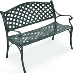 Outdoor Garden Bench Park Bench, All-Weather Cast Aluminum Patio Bench Chair Porch Loveseat