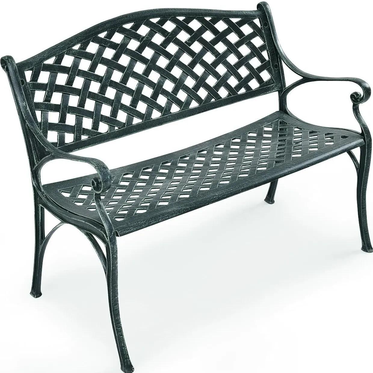 Outdoor Garden Bench Park Bench, All-Weather Cast Aluminum Patio Bench Chair Porch Loveseat