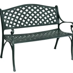 Outdoor Garden Bench Park Bench, All-Weather Cast Aluminum Patio Bench Chair Porch Loveseat