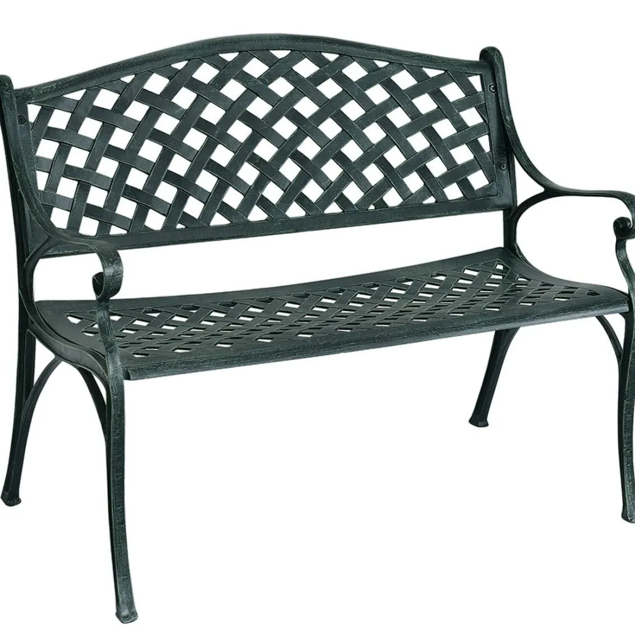 Outdoor Garden Bench Park Bench, All-Weather Cast Aluminum Patio Bench Chair Porch Loveseat