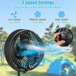 Outdoor Misting Fan, 16-Inch Oscillating Pedestal Fan with Adjustable Height