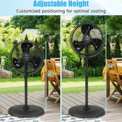 Outdoor Misting Fan, 16-Inch Oscillating Pedestal Fan with Adjustable Height