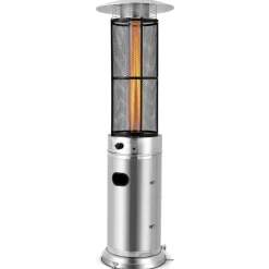 Outdoor Patio Propane Heater with Wheels, 40,000 BTU Freestanding Patio Heater with Quartz Glass Tube