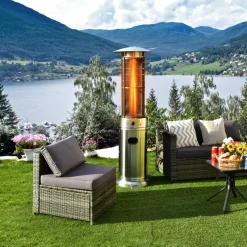 Outdoor Patio Propane Heater with Wheels, 40,000 BTU Freestanding Patio Heater with Quartz Glass Tube