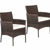 Outdoor PE Rattan Armchairs with Removable Cushions