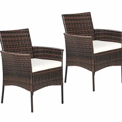 Outdoor PE Rattan Armchairs with Removable Cushions