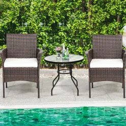Outdoor PE Rattan Armchairs with Removable Cushions