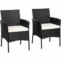 Outdoor PE Rattan Armchairs with Removable Cushions