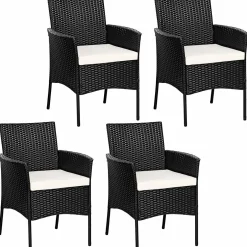 Outdoor PE Rattan Armchairs with Removable Cushions
