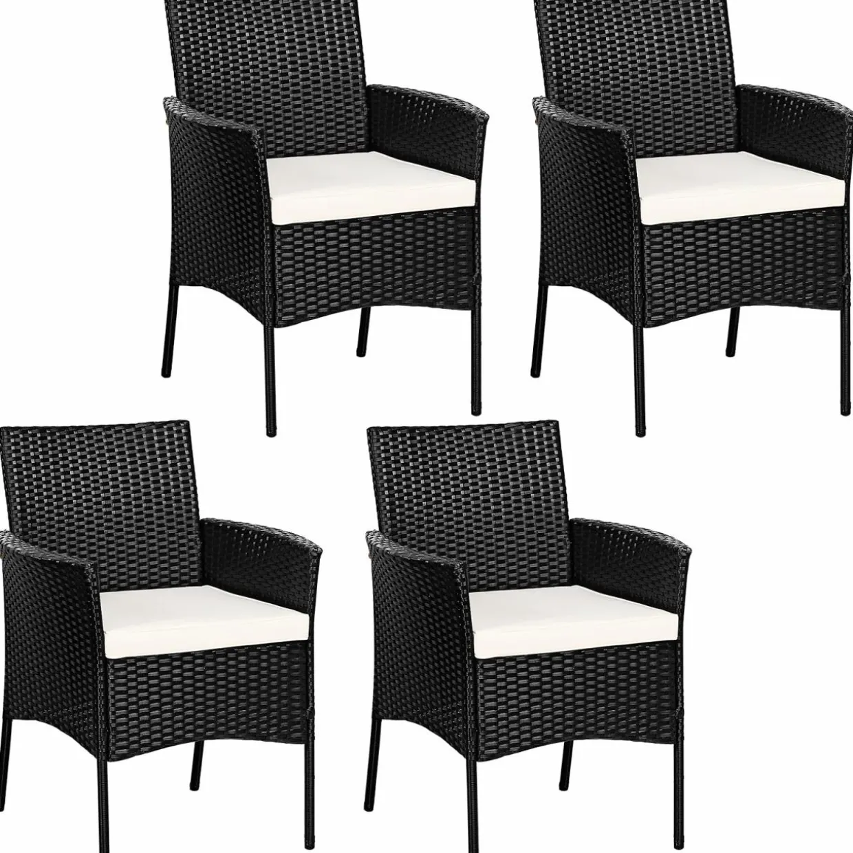 Outdoor PE Rattan Armchairs with Removable Cushions