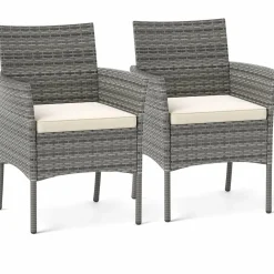 Outdoor PE Rattan Armchairs with Removable Cushions