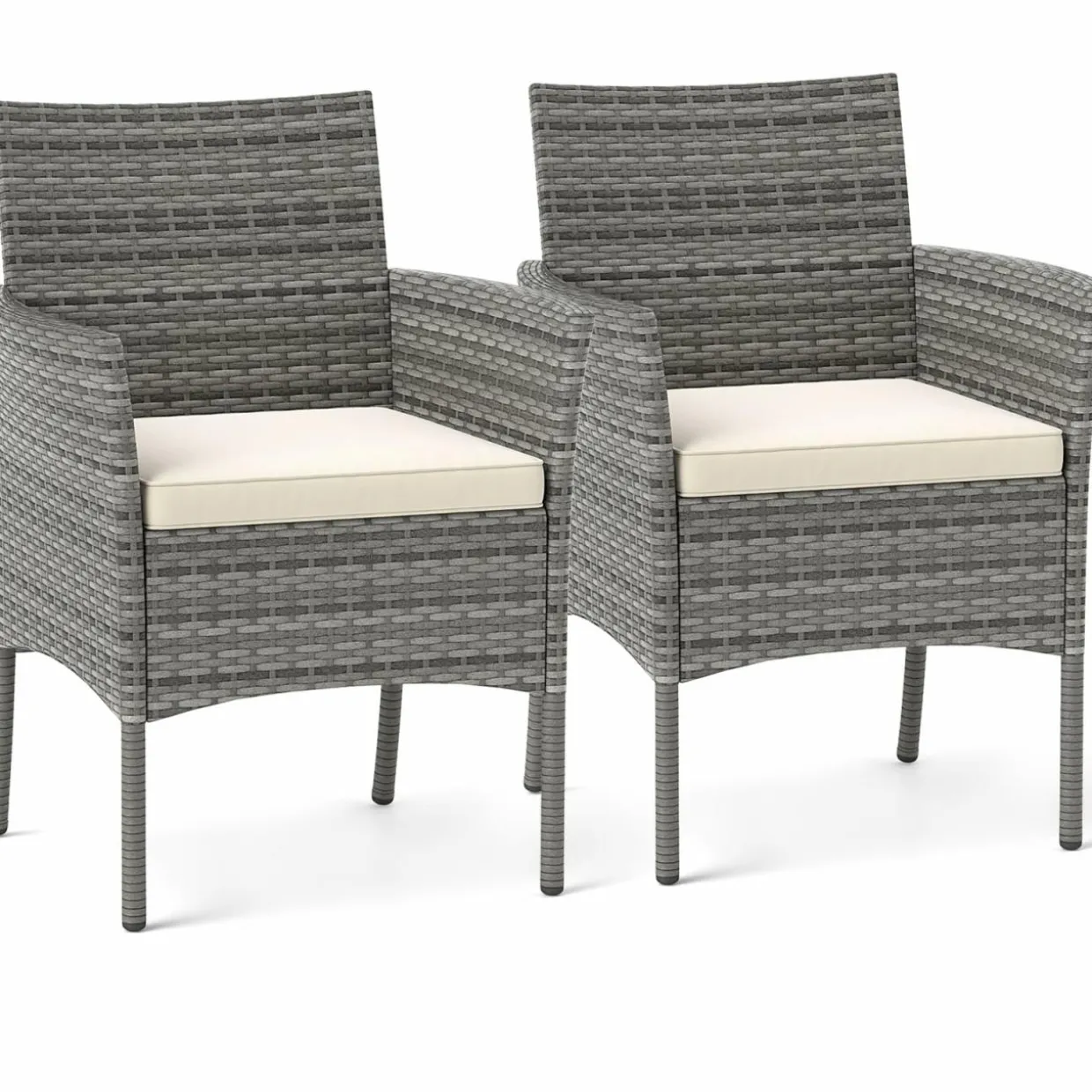 Outdoor PE Rattan Armchairs with Removable Cushions