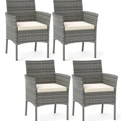 Outdoor PE Rattan Armchairs with Removable Cushions