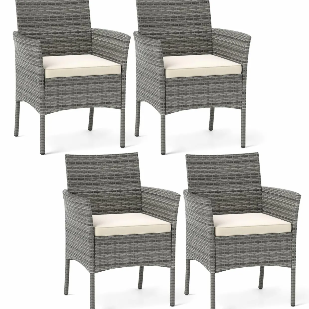 Outdoor PE Rattan Armchairs with Removable Cushions